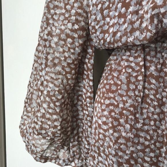 JOIE Molly Dot Sheer Silk Long Sleeve Brown White Dress Size Small - Picture 10 of 14